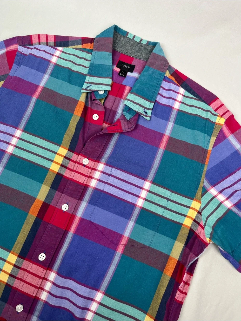 J.Crew Madras Plaid Short-Sleeve Button-Down Shirt Preppy Academia Ivy League